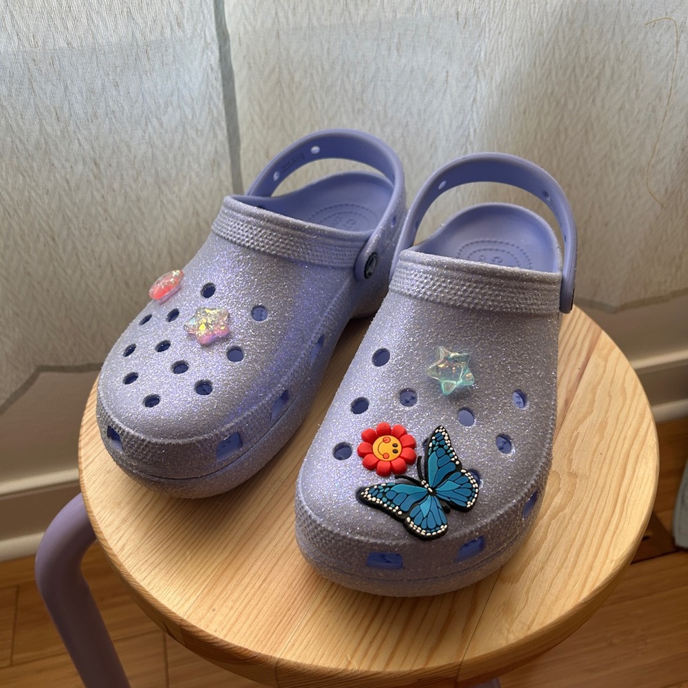 Sparkly Platform Crocs - size 9